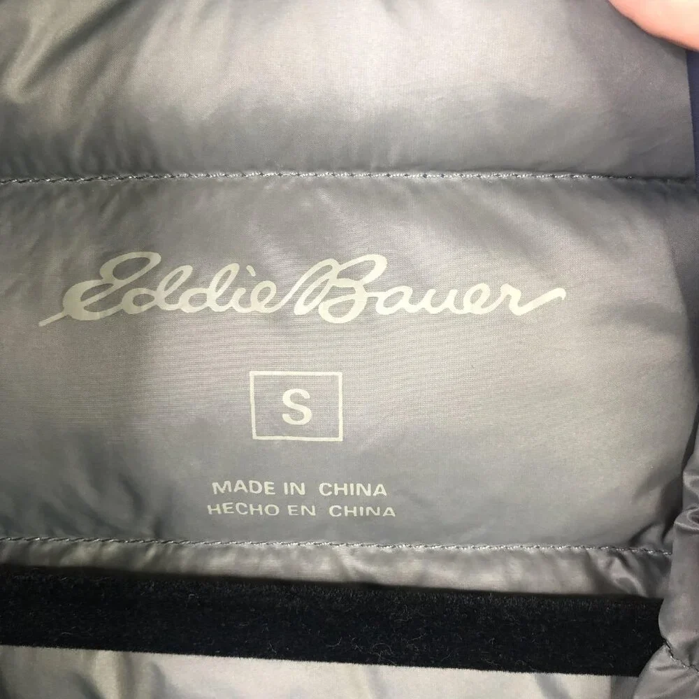 Eddie Bauer Vest Mens Small Navy Blue Down Puffer Full Zip Quilted Lightweight - Picture 7 of 16